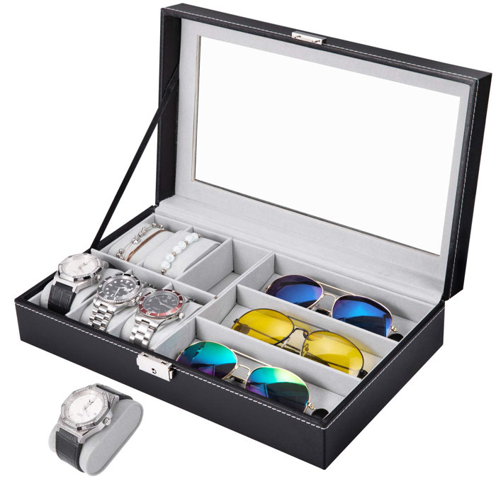 Latitude Run® Watch And Sunglasses Jewelry Box, 6 Watch Box Jewelry